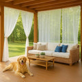 10 x 10 ft Outdoor White Tulle Backdrop Curtains Waterproof Voile Sheer Screen Breathable Mash Netting Light Filtering Privacy Curtains for Patio Porch Yard Pergola Gazebo, 2 Panels