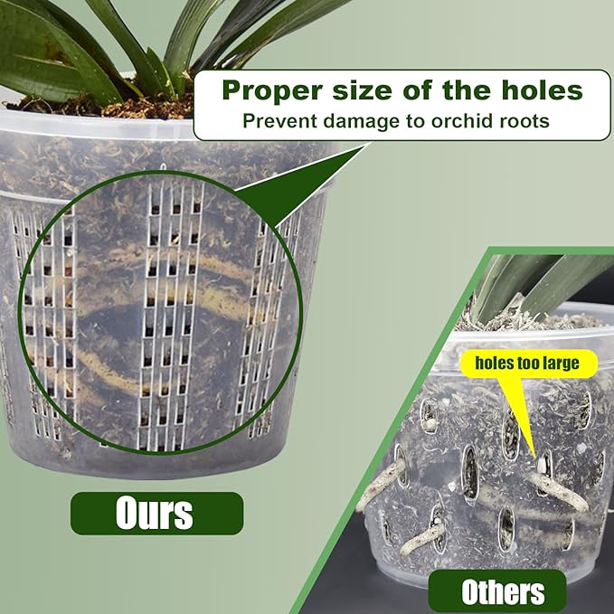 Orchid Pot, 3 Each of 4.3",5.5",6.1" Orchid Pots with Holes, 9 Pack Plastic Planter for Indoor Outdoor Plants (3 Each of 4.3",5.5",6.1")