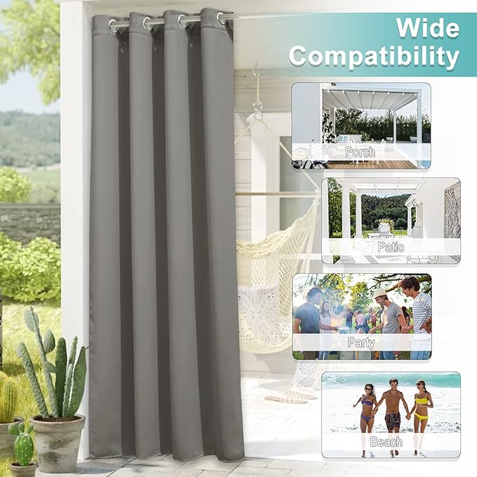 NICETOWN Bedroom Curtain Light Blocking, Grommet Blackout Thermal Insulated Balance Temperature Outdoor/Indoor Drape for Living Room/Patio, Slate Grey, 1 Panel, W84 by L108