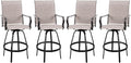 Vongrasig 4 Piece Patio Swivel Bar Chairs, All Weather Metal Textile High Swivel Bar Stools Chairs, Outdoor High Top Bistro Set for Backyard, Lawn Garden, Balcony, Taupe
