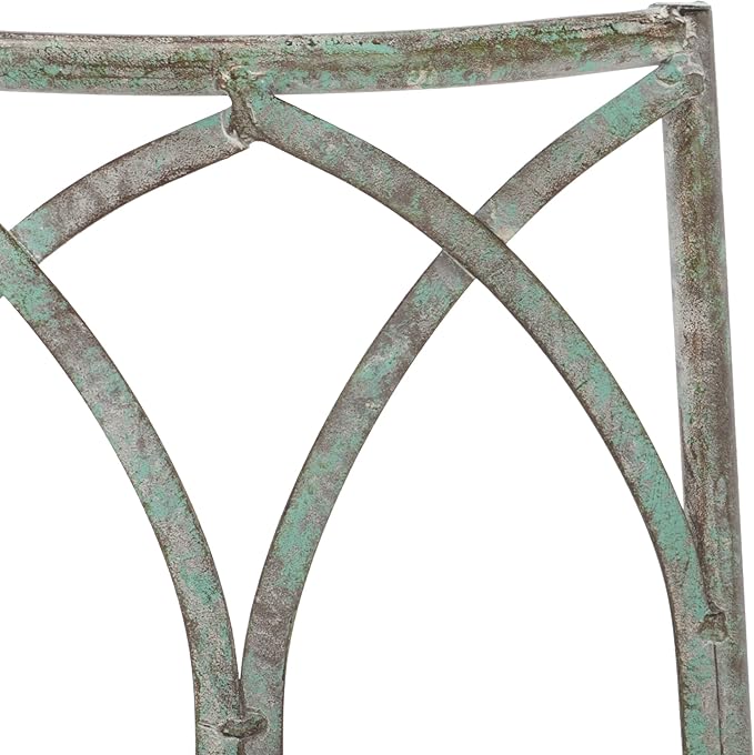SAFAVIEH Outdoor Furniture Collection – Abia Antique Dark Green Distressed Wrought Iron 50-Inch Curved Tree Bench, Garden & Patio Seating (PAT5018D)