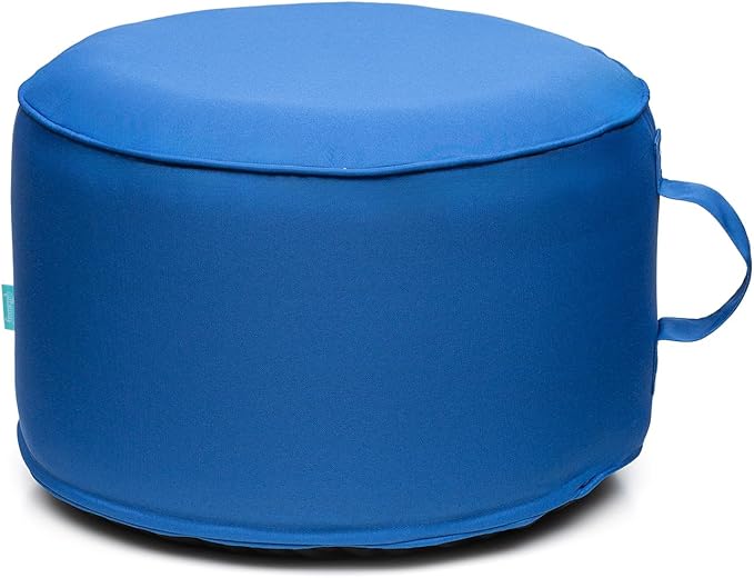 QILLOWAY Indoor/Outdoor Inflatable Stool,Round Ottoman,All Weather Foot Rest for Camping or Home,Marine Blue