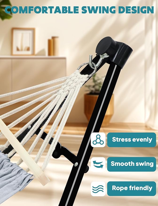 Anyoo 2 in 1 Hammock and Swinging Chair with Collapsible Steel Stand & Carrying Case,Portable & Adjustable,Easy Set Up for Outdoor,Indoor,Patio,Garden,Camping Trip