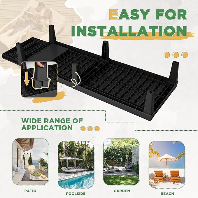 Greesum Outdoor Chaise Lounge Chairs Set of 4 with 5-Position Adjustable Backrest, Waterproof PP Sun Chaise Loungers for Garden Pool Beach Patio Deck Sunbathing, Black