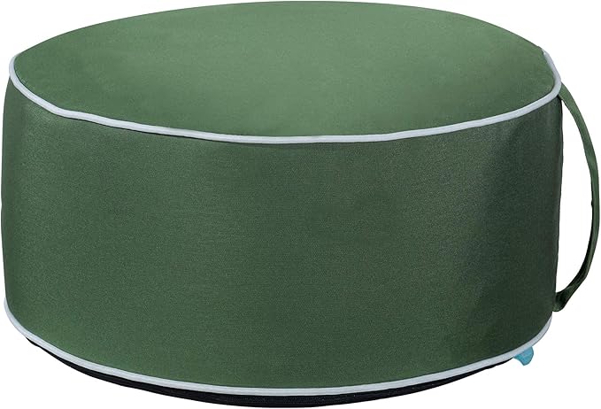 QILLOWAY Indoor/Outdoor Inflatable Stool,Round Ottoman,All Weather Foot Rest for Camping or Home,Dark Green