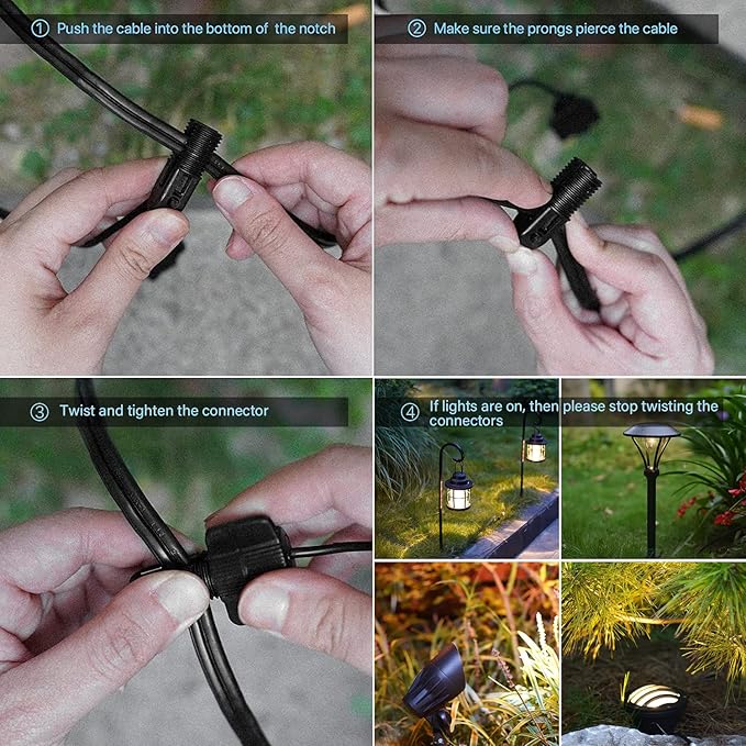 GOODSMANN Landscape Lighting Kits Low Voltage Spot Lights 8PK Landscape Flood Light 3W LED 200 Lumen Metal Landscape Lights 12V AC Tree Lights 3000K Warm White with Replaceable Bulbs Cable Connectors