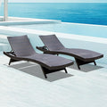 Idzo Katalina Chaise Lounge Set of 2-500lbs Support, UV Wicker, Ergonomic Wave Design, Reclining Backrest, Patio Furniture Set, Multi-Brown