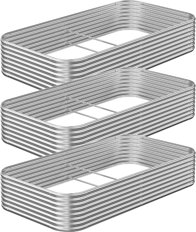 3 Pack 6x3FT Raised Beds for Gardening, Corrugated Galvanized Steel Raised Garden Bed, Outdoor Metal Above Ground Garden Bed for Vegetables and Flowers