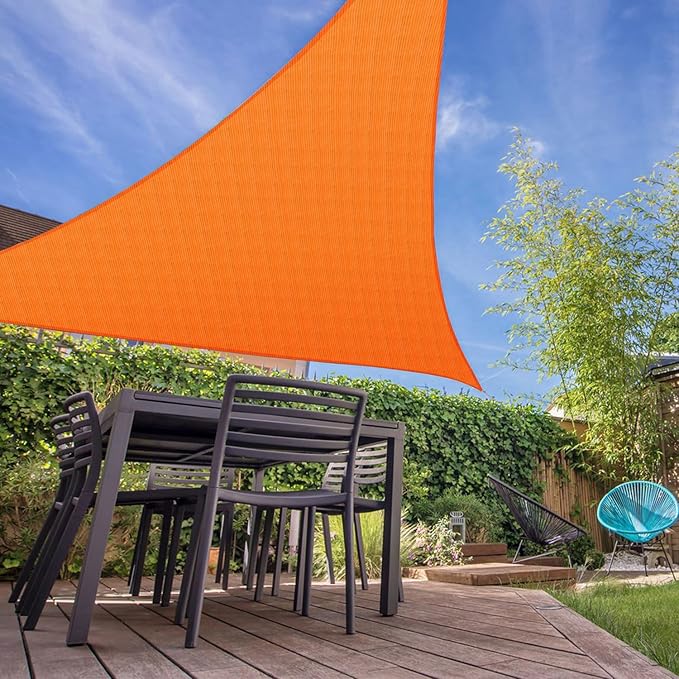 E&K Sunrise 8' x 8' x 8' Sun Shade Sail Triangle Canopy Shade Cover UV Block for Patio Backyard Garden Outdoor (Orange)