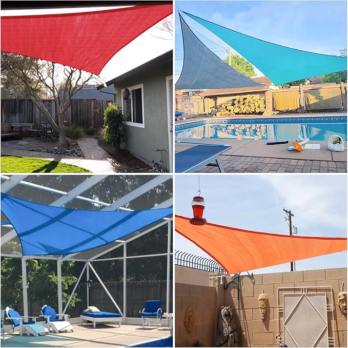 E&K Sunrise 22' x 22' x 22' Sun Shade Sail Triangle Canopy Shade Cover UV Block for Patio Backyard Garden Outdoor (Sand)