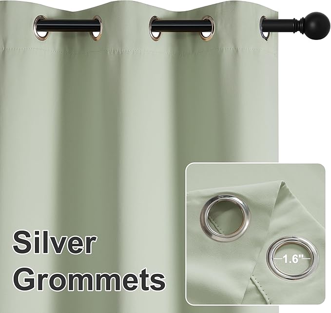 RYB HOME Extra Wide Outdoor Curtains for Patio Waterproof Heavy Duty Thermal Insulated in Summer Full Coverage Privacy for Porch, Gazebo & Pergola, W100 x L84, Sage Green, 1 Panel
