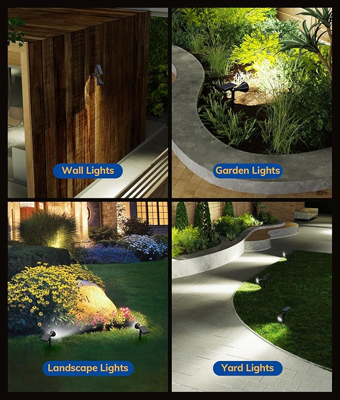 Solar Spot Lights for Outside, 21 LED Outdoor Solar Lights for Yard, 4 Pack Solar Spotlights Waterproof Auto On/Off for Landscape, Wall, Garden, Pool, Tree, Pathway and Driveway(White)