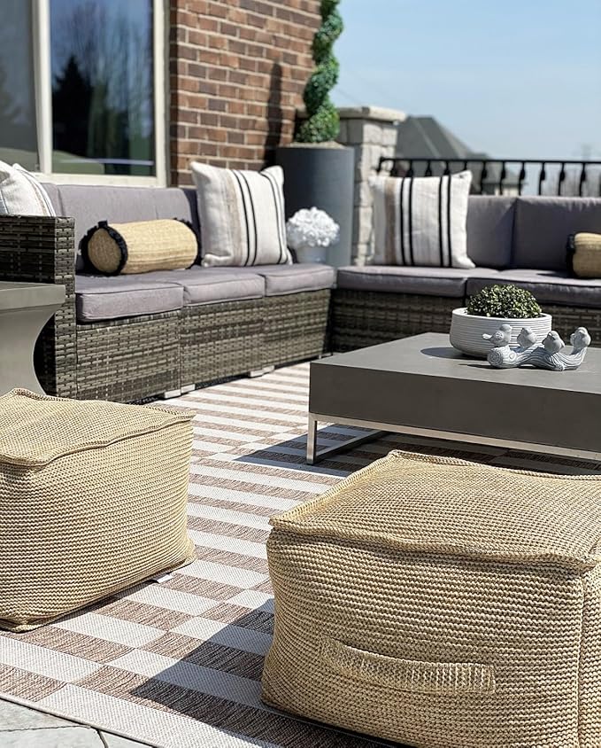 SAFAVIEH Outdoor Collection Eartha Modern Dark Grey Concrete Coffee Table (Fully Assembled)