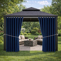 Outdoor Patio Curtain Waterproof Darkening Thermal Insulated Indoor Curtains for Bedroom, Porch, Living Room, Pergola, Cabana, W105 x L120 Extra Wide Room Divider, Navy, Set of 2 Panels