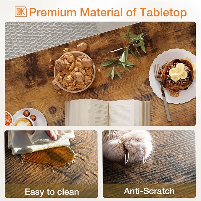 ODK 71 Inch Bar Table, Bar Height Pub Table, Counter Height Bar Table, Rectangular High Top Kitchen & Dining Counter Tables with Sturdy Legs & Easy-to-Clean Top, Vintage Brown