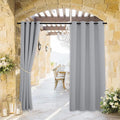 RYB HOME Outdoor Curtains for Patio Waterproof Block Sunlight Thermal Insulated Privacy Assured Thick Outside Curtains for Deck, Balcony, Pool, W52 x L63, Light Grey, 1 Panel