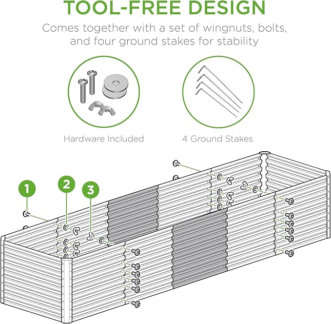 Best Choice Products 8x2x2ft Raised Outdoor Metal Garden Bed, Deep Root Box Planter for Vegetables, Flowers, Herbs, 240 Gallon Capacity, 100% Non Toxic Materials - Galvanized