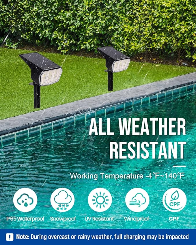 Solar Spot Lights Outdoor 63 LED 3 Lighting,Waterproof IP65 Modes Spotlights for Outside House Yard Garden Landscape Lights 4 Pack (Natural Light)