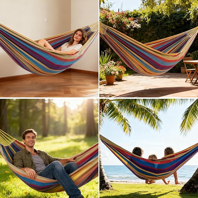 2Pack Hammocks |Camping Hammock | Portable Outdoor Hammock Set | for Hiking, Backpacking and Camping | (Blue Stripe and Blue Stripe)