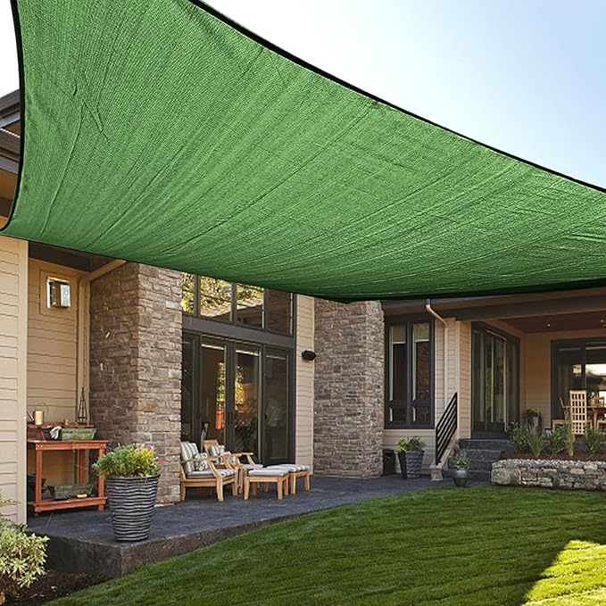 LOVE STORY Custom Size 5'x7' Piquant Green Sun Shade Sail Rectangle UV Block Canopy Patio Sail Sunshades Fabric for Outdoor Garden Carport (We Make Custom Size)