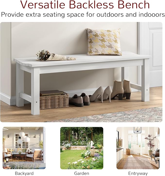 Stoog Outdoor Bench Set of 2, 2-Person Backless Outdoor Benches Weatherproof, Never Rot or Fade, White