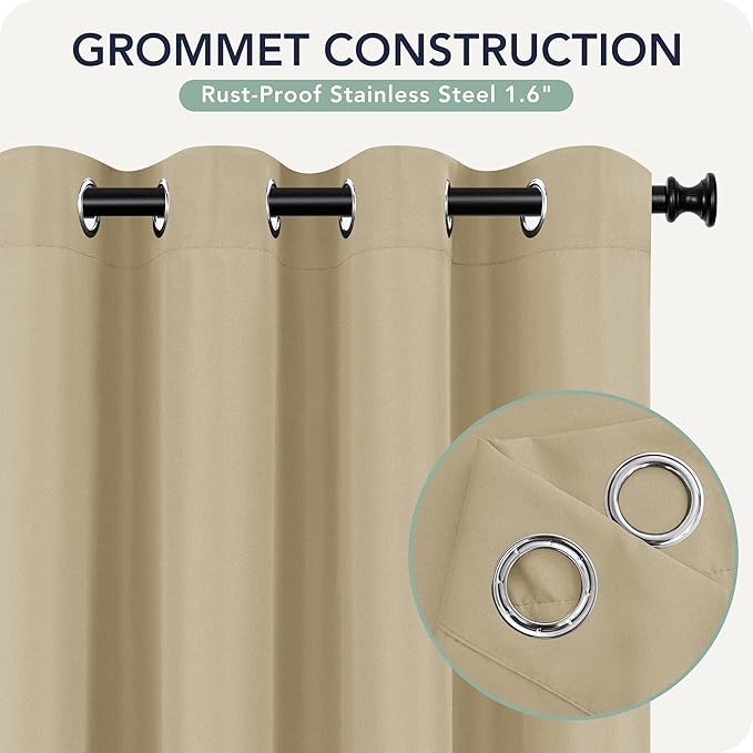 Outdoor Curtains for Patio Waterproof 6 Panels - Windproof, Privacy, Weatherproof Outside Drapes for Gazebo Pergola Porch, Grommet Top and Tab Bottom, 54x120 Inch, Cream