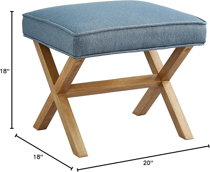 Amazon Brand – Rivet Mid-Century Modern X Stool Ottoman Chair, 20" W, Indigo - Amazon Vine