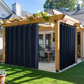 NICETOWN 2 Panels Outdoor Curtains for Patio Waterproof & Windproof, Extra Wide Grommet & Back Tab on Top & Bottom Thermal Insulated Sun Blocking Drapes with Rope for Deck, Navy Blue, W100 x L108