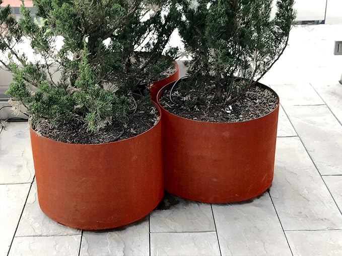 Plantercraft Large Round Planters for Outdoor Plants | 24" Dia x 12" H Corten Steel Planter | Extra Large Outdoor Planters & Metal Raised Garden Bed for Patio or Landscape