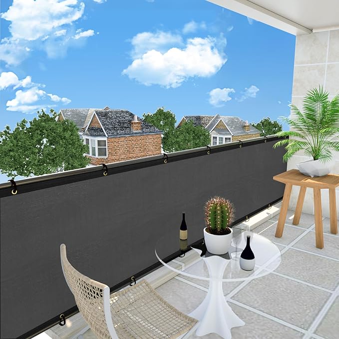 UPGRADE Privacy Fence Screen 4'x19' Dark Grey Outdoor 90% Visibility Blockage 170 GSM Mesh Shade Cover Panels for Backyard,Balcony,Home Decoration with Zip Ties,Customized Avaliable