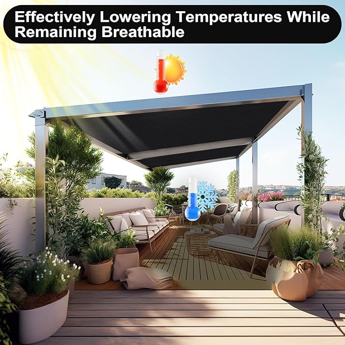 Artpuch 90% Sun Shade Cloth, 8 x 10 FT Pergola Shade Cover Canopy with Grommets, Sun Screen Fabric Tarp for Patio, Outdoor, Garden, Backyard, Black