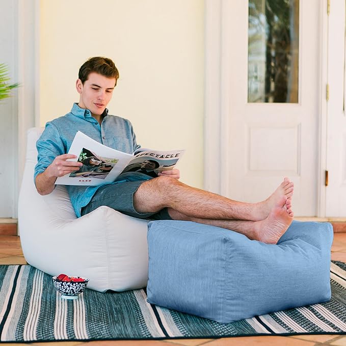 Jaxx Leon Outdoor Bean Bag Ottoman, Ocean Blue