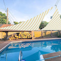 E&K Sunrise 8' x 8' x 8' Sun Shade Sail Triangle Canopy Shade Cover UV Block for Patio Backyard Garden Outdoor (Beige White Strip)