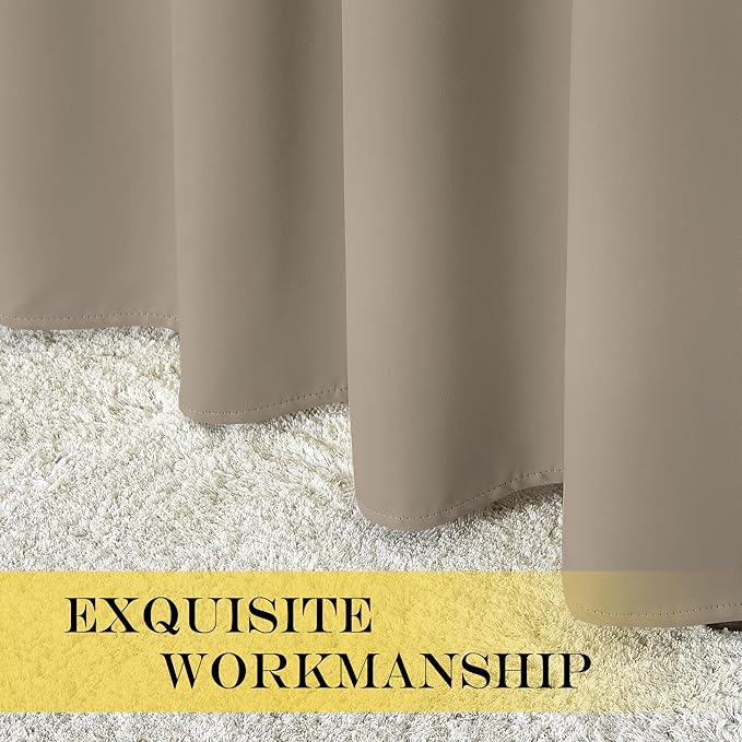 NICETOWN Blackout Short Curtain 63 inches Long for Windows, Thermal Insulated Curtain Grommet Room Darkening Window Treatment for Bedroom/Living Room, 1 Panel, W46 x L63, Taupe