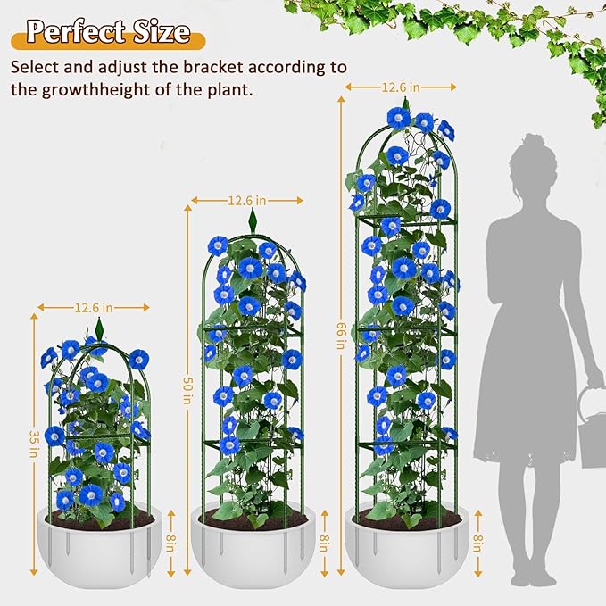 Garden Trellis for Climbing Plants, Tomato Cage, Rose, Flowers, Grape, Pea, Cucumber Trellis, Rustproof Plastic Coated Metal Plant Support for Potted Plants Indoor Outdoor - 1PC Plant Trellis