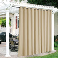 RYB HOME Extra Wide Outdoor Curtains for Patio Waterproof Heavy Duty Thermal Insulated in Summer Full Coverage Privacy for Porch, Cabana & Pool, W150 x L95, Biscotti Beige, 1 Panel