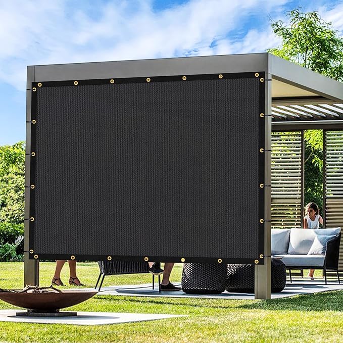 Artpuch Outdoor Pergola Shade Cover 15x18 FT Sun Shade Cloth with Grommets Black 90% UV Protection Canopy Patio Privacy Screen (Customized Available)
