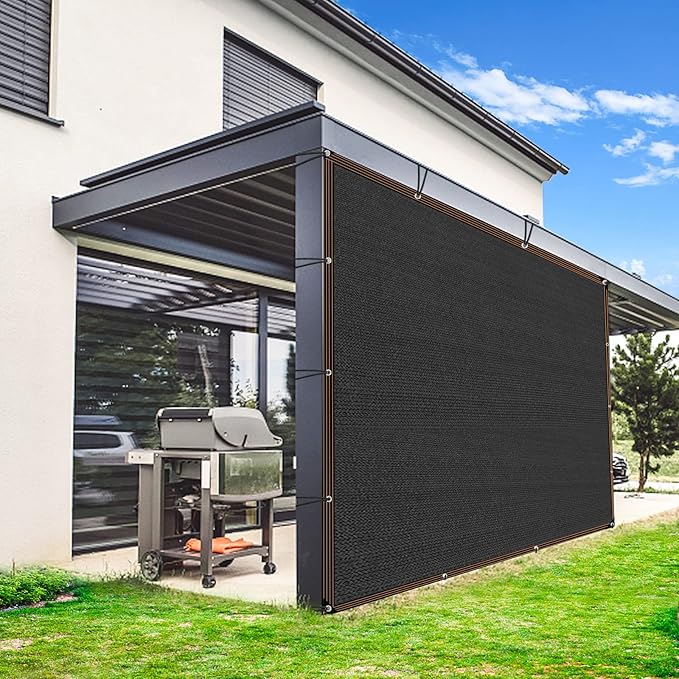 QLOFEI 4x8 FT Shade Cloth with Grommets, 90% Sun Shades Outdoor Patio Mesh Tarp, Easier to Hang Sunblock Neting Cover -for Garden Greenhouse Pergola Lawn Kennel Chicken Coop