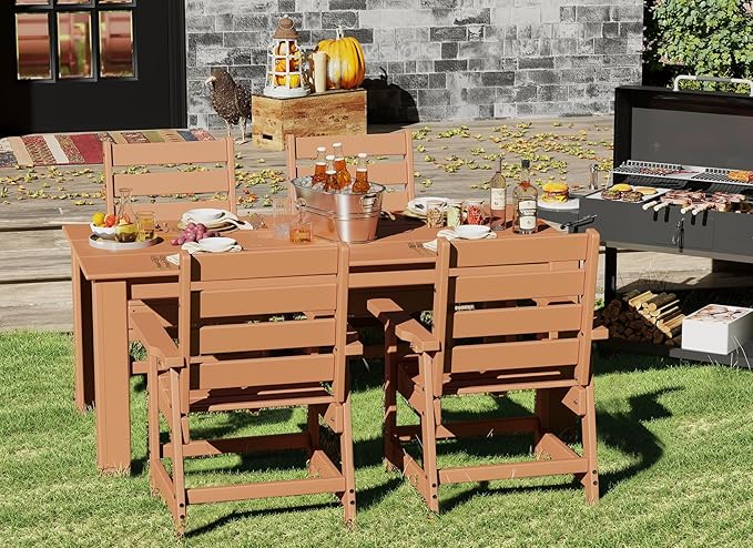 GREENVINES Outdoor Dining Chair | HDPE | Patio Chairs | All-Weather | Teak