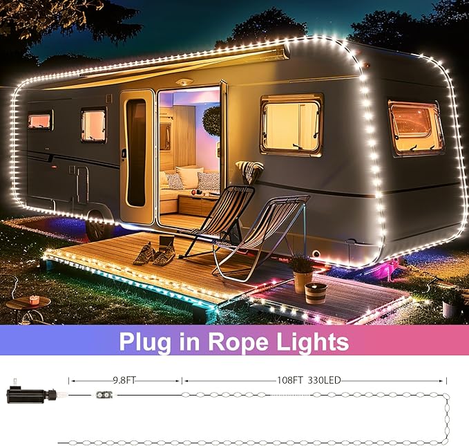 Minetom Rope Lights Color Changing, 16 Colors 108 FT 330 LED String Lights with Remote Timer, Waterproof Christmas String Light for Outside Bedroom Indoor Outdoor Decoration