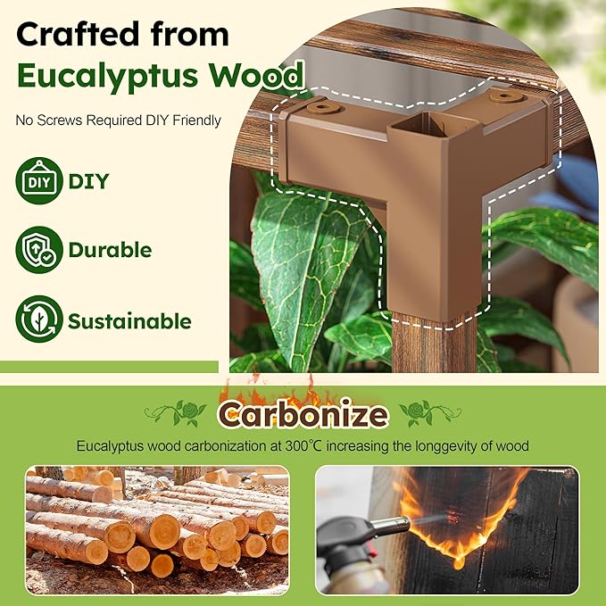 EnHomee Plant Stand Indoor Wood Plant Stand Outdoor Plant Shelf with 14-18 Potted Double Rod Large Plants Holder 440LBS Plants Shelves for Living Room Patio Balcony Yard Garden 44.8''W×11.6''D×47''H
