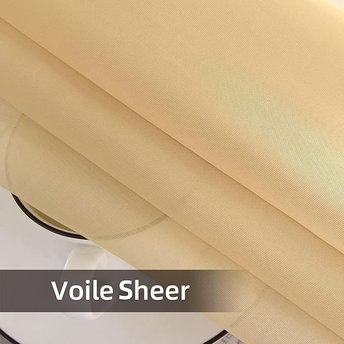 SpaceDresser Waterproof Outdoor Sheer Curtains for Patio - 4 Panels Rod Pocket Indoor Voile Sheer Curtain for Living Room,52W x 108L inch, Beige
