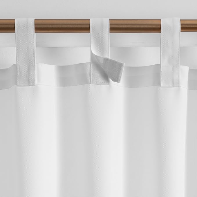 Elrene Home Fashions Matine Weatherproof Tab-Top Indoor/Outdoor Solid Color Curtain Panel for Porch, Pergola, Patio, Deck, 52”W x 108”L, White