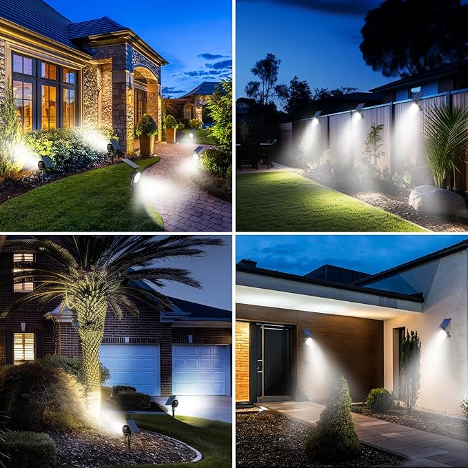 nipify 10 Pack Solar Spot Lights Outdoor Waterproof with 3 Modes, Solar Spotlight Light for Outside Yard Landscape Lighting Pathway Lights Wall,Cool White