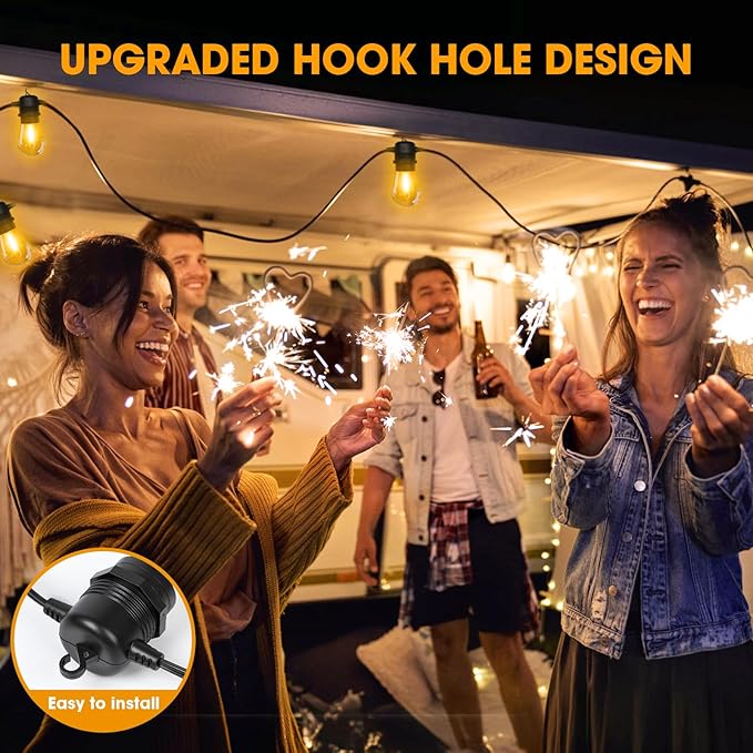 LED Outdoor String Lights 36FT Patio Lights with 13 Shatterproof S14 Replaceable Bulbs(1 Spare), Outside Hanging Lights Waterproof for Porch, Deck, Garden, Backyard, Balcony, 2700K Dimmable