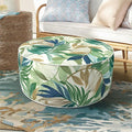 Inflatable Ottoman Stool D21 xH9 for Outdoor/Indoor Use, Water Repellent Patio Foot Rest Stool with Portable Handle,Round Pouf Ottoman Suitable for Garden,Deck and Camping - Lush Leaf Green