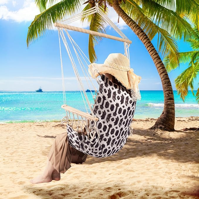 Backyard Expressions Reversible Hanging Rope Swing - Max 275 Lbs - Wooden Spreader Bar - for Any Indoor or Outdoor Spaces