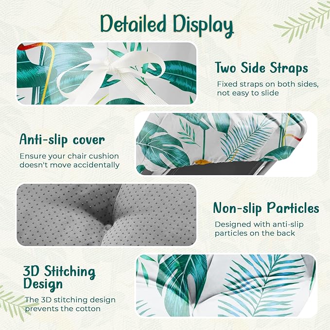 Outdoor Chaise Lounge Chair Cushion 75.1 x 22.8 x 4.7 Inches 100% Waterproof Replacement Cotton Patio Pool Lounge Chair Cushion for Outdoor Furniture with Ties, Yellow-Green Leaf