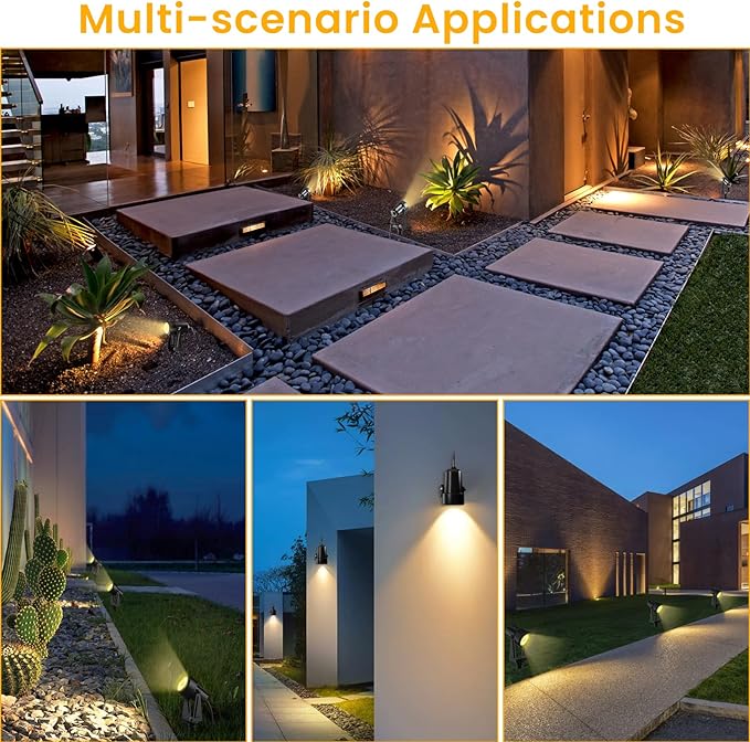 Low Voltage Landscape Lighting,6 Pack Outdoor LED Landscape Spotlights with Transformer 27V Garden Lights Pathway Lights IP65 Waterproof 3000K Warm White