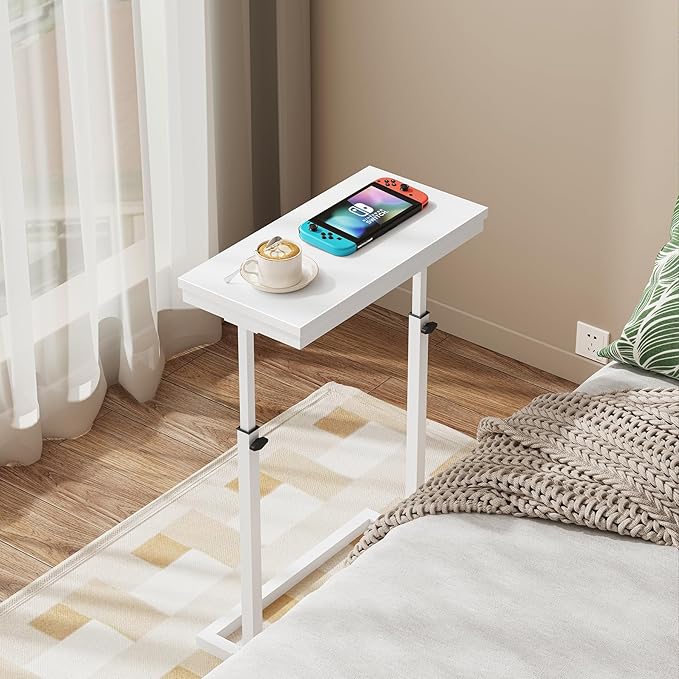 TUTOTAK End Table, Side Table, Tall Couch Table, Sofa Table, Living Room, Bedroom,White TB01BW083